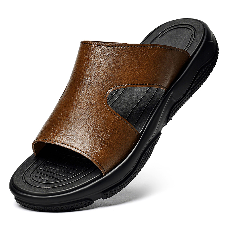 Flip Flop Leather Men - صنادل جلدية للرجال بنعل سميك مضاد