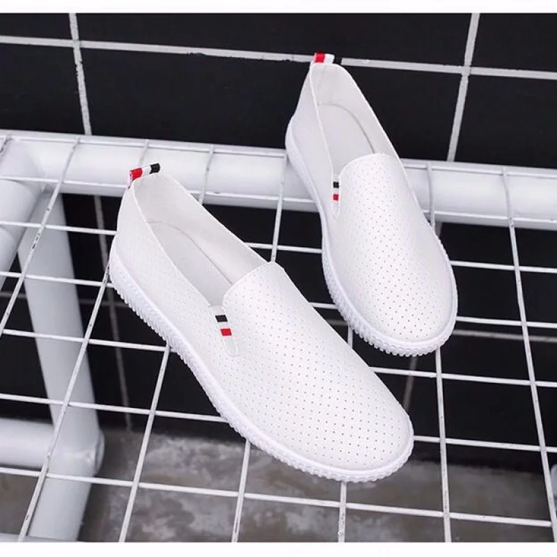 Espadrille Slip On - النساء أحذية رياضية بيضاء الشقق قطع