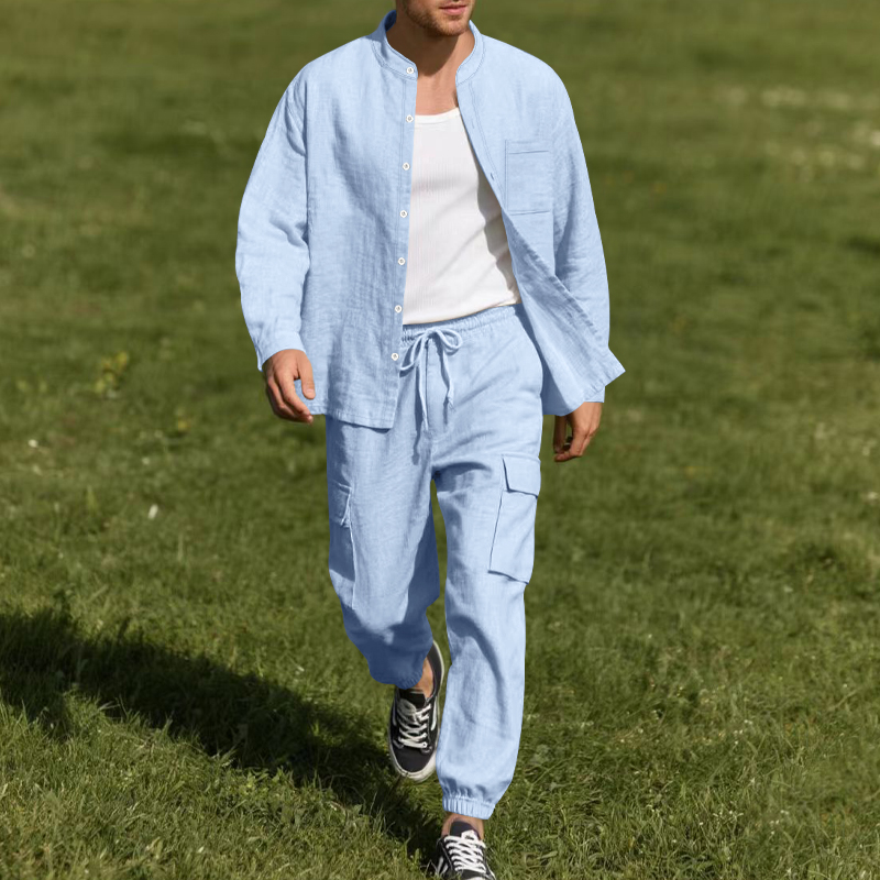Linen Shirt Breathable - طقم رجالي من قطعتين من الكتان
