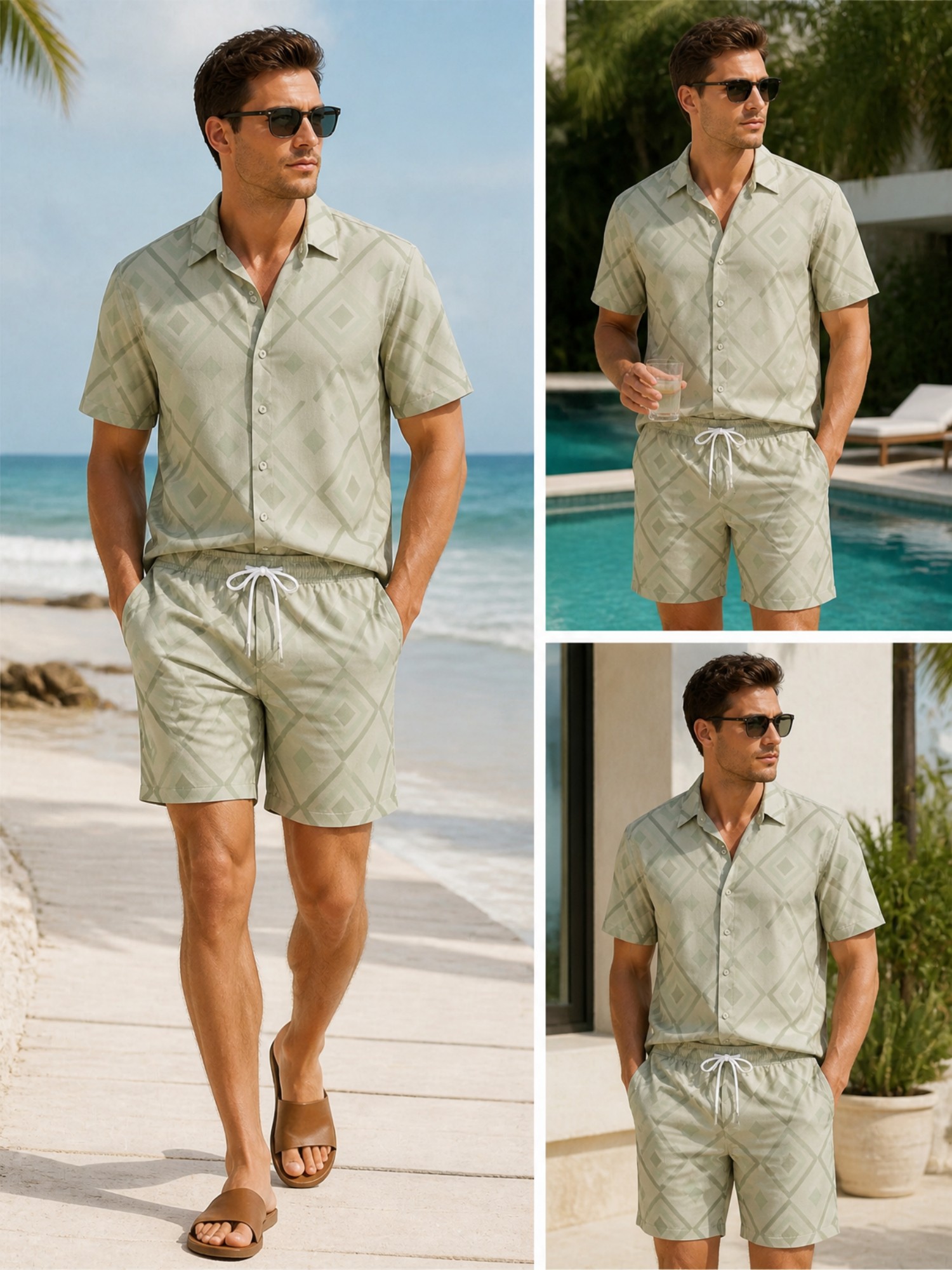 Resort Shirt Floral - طقم رجالي مكون من قميص بأكمام