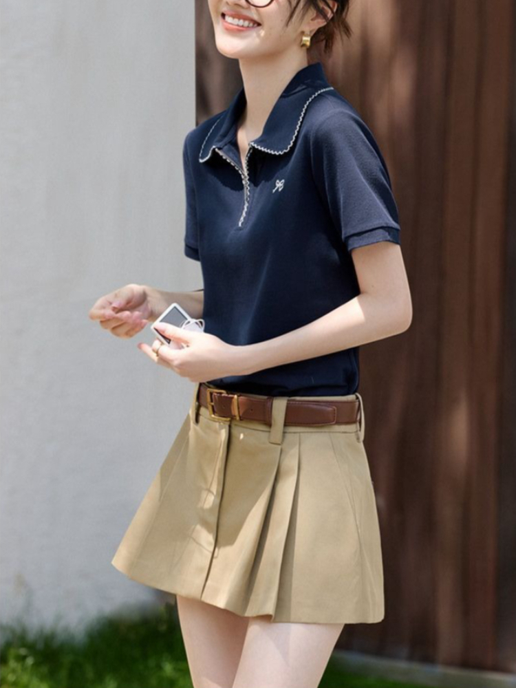 Polo Shirt Pique - قميص بولو نسائي ضيق يبرز تفاصيل