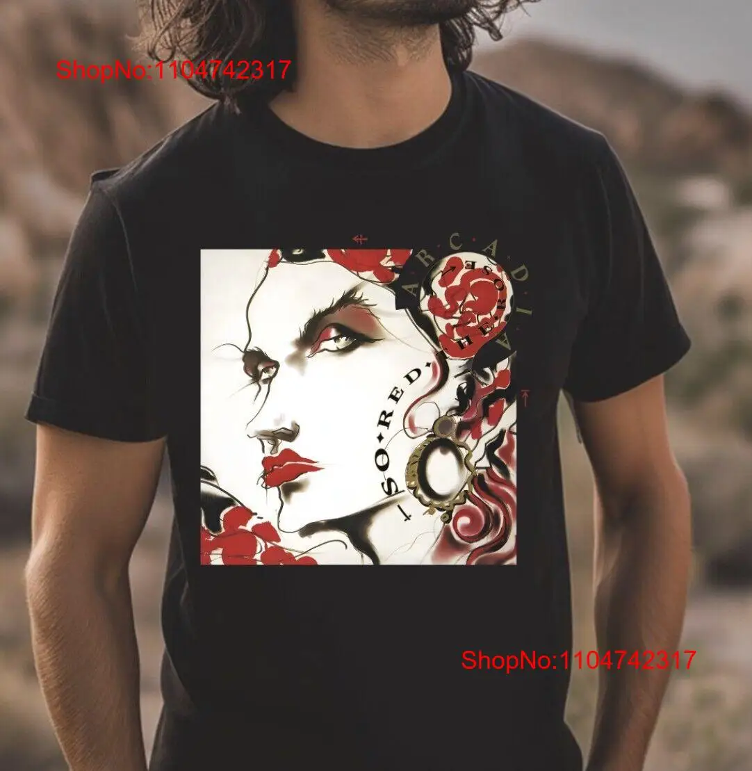 Tee Graphic Print - أركاديا أحمر جدًا وردي أسود تي
