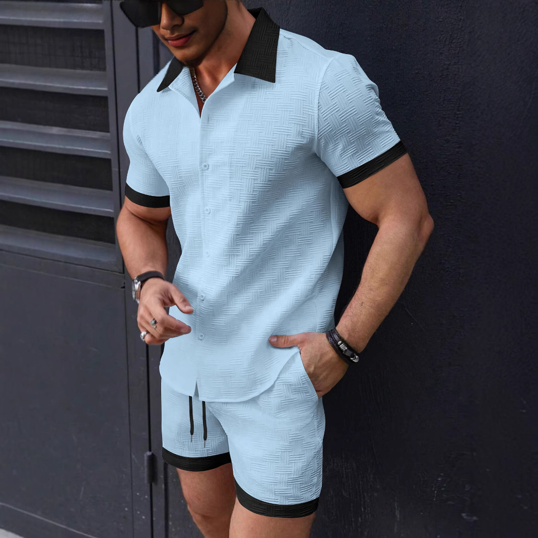 Short Linen Drawstring - طقم ملابس رجالي عصري من قطعتين،