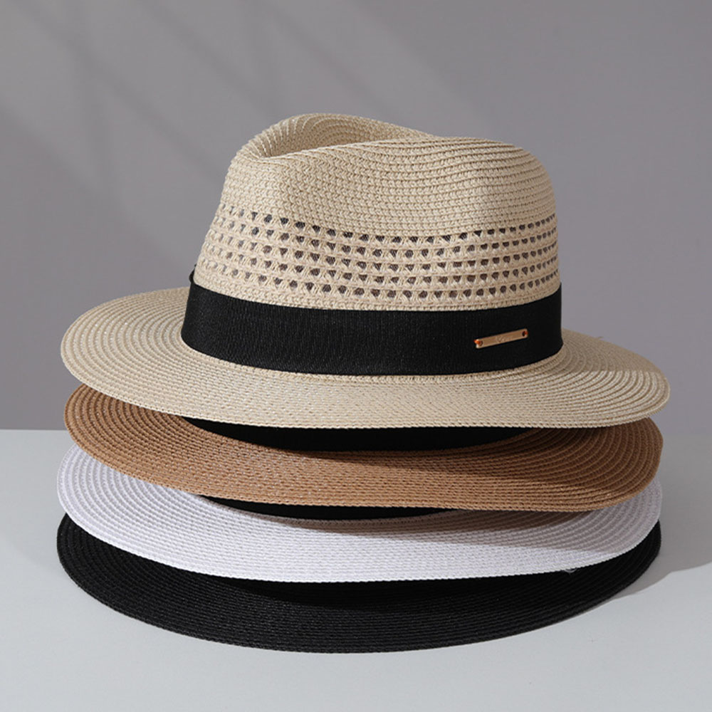 Bucket Hat Straw - قبعة قش كلاسيكية صيفية للرجال، قبعات