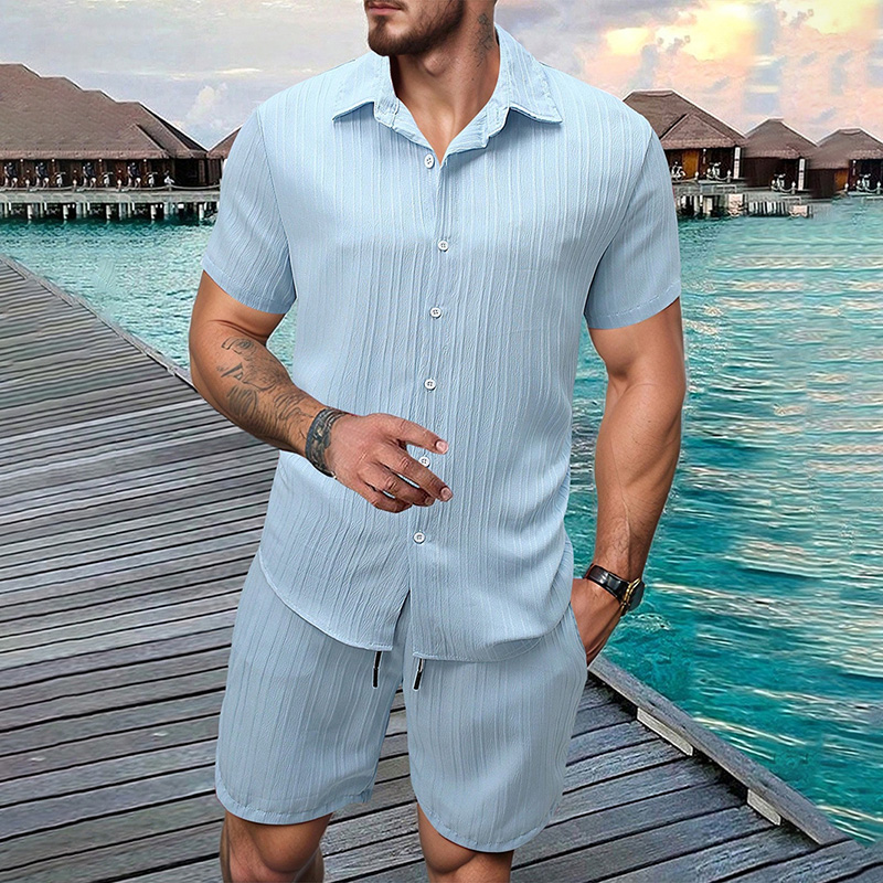 Shirt Camp Collar - طقم رجالي جديد 2026 مكون من
