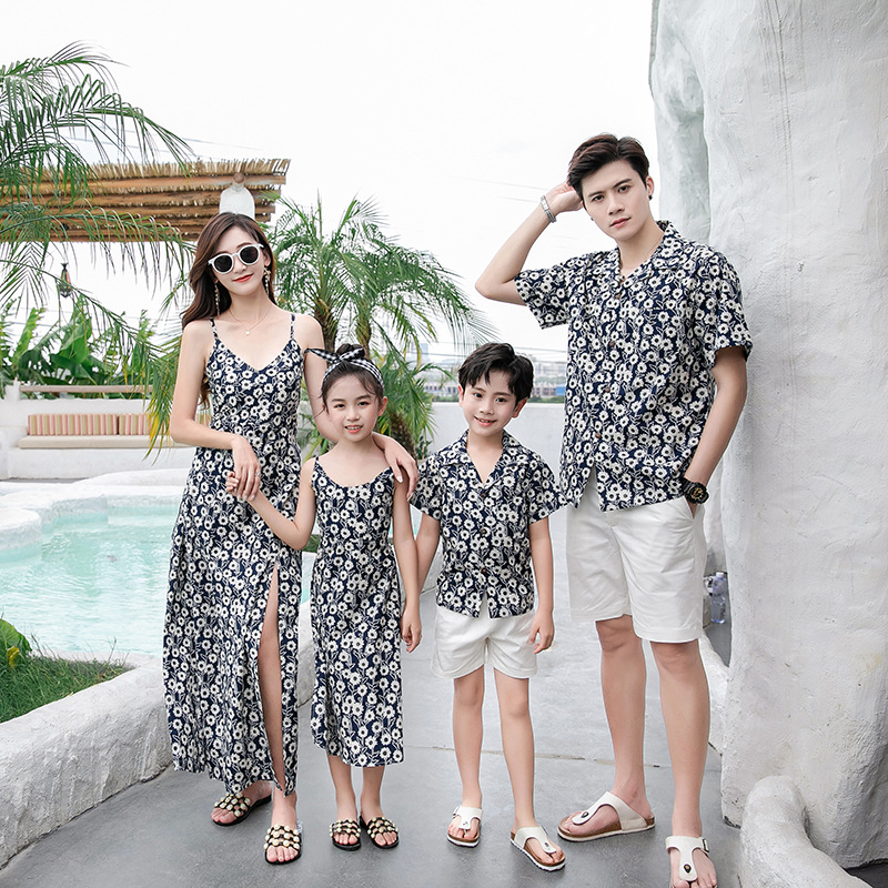 Resort Shirt Floral - ملابس عائلية متطابقة: فستان ماكسي بفتحة