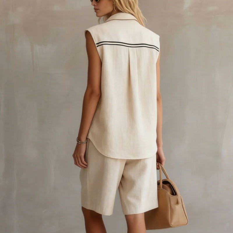 طقم صيفي أنيق من قطعتين من الك - مراجعة Shirt Camp Collar وسعره
