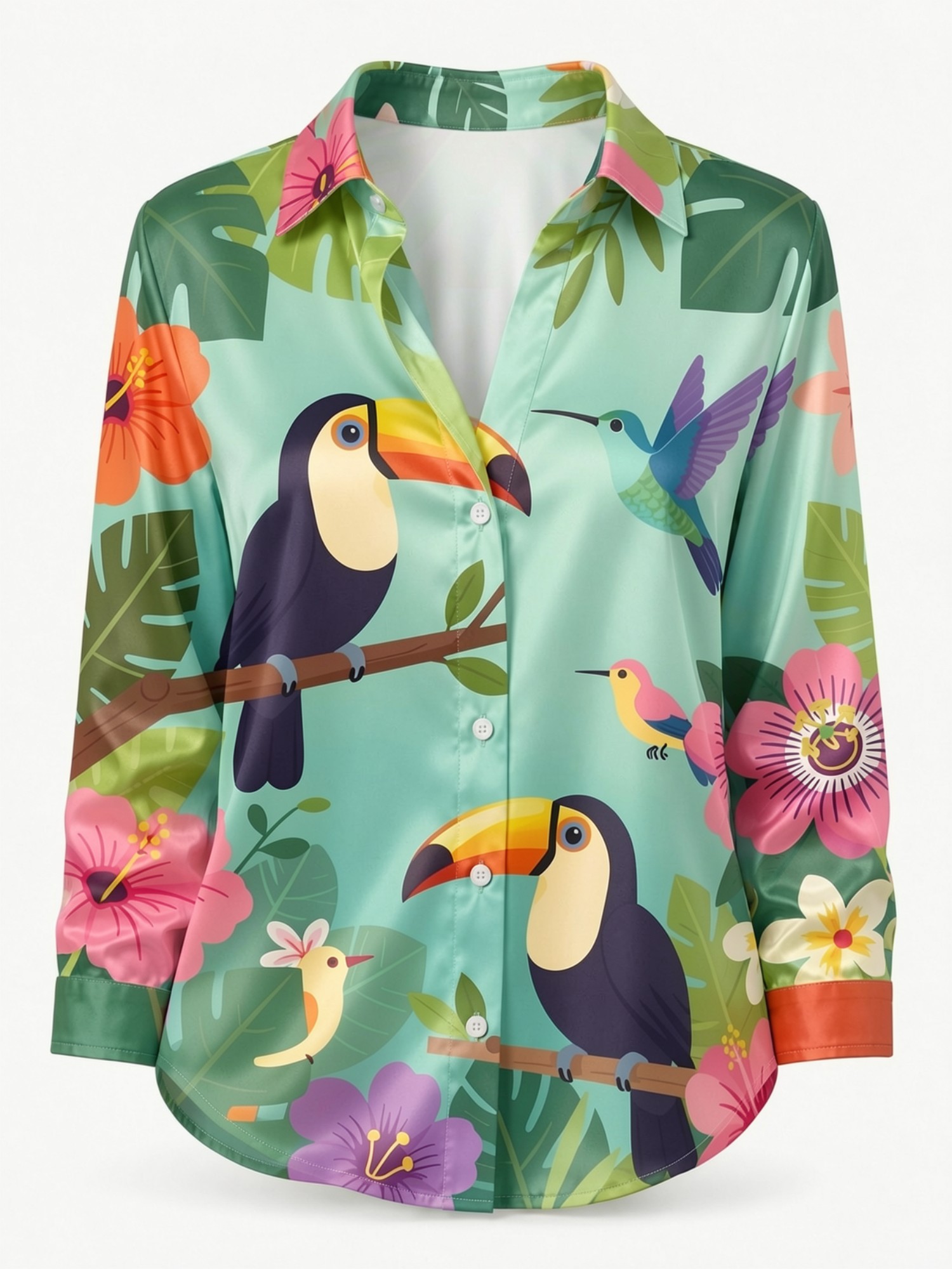 قميص ساتان نسائي بأزرار بتصميم - مراجعة Resort Shirt Floral وسعره