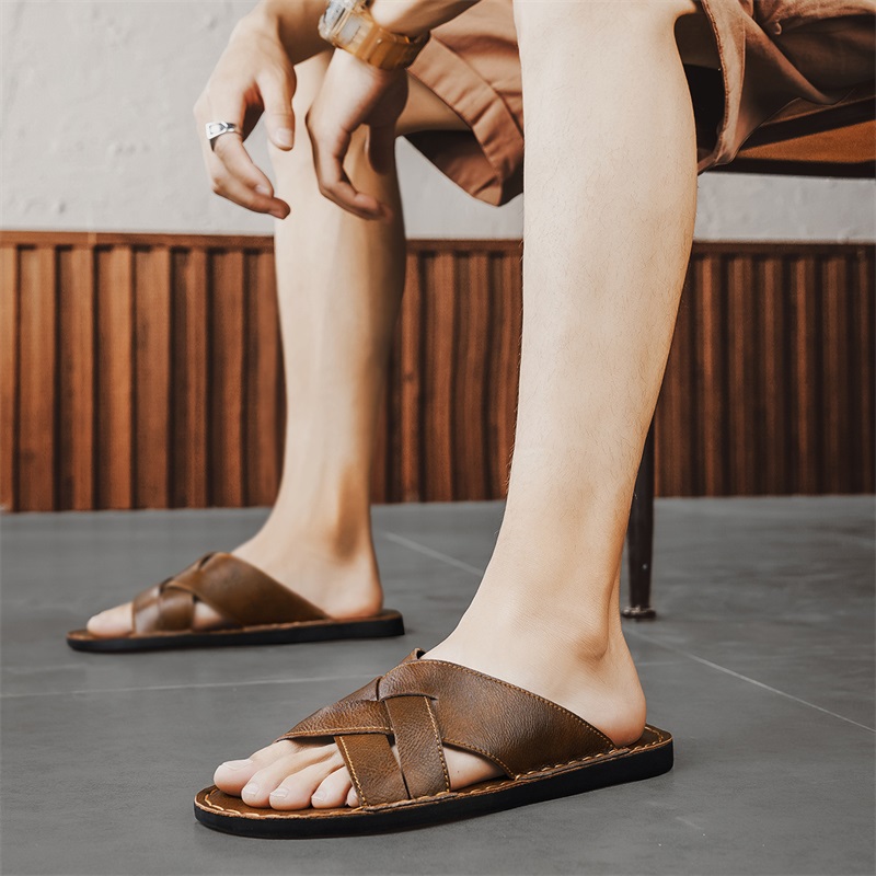 صنادل رجالية كاجوال من الجلد ا - مراجعة Flip Flop Leather Men وسعره