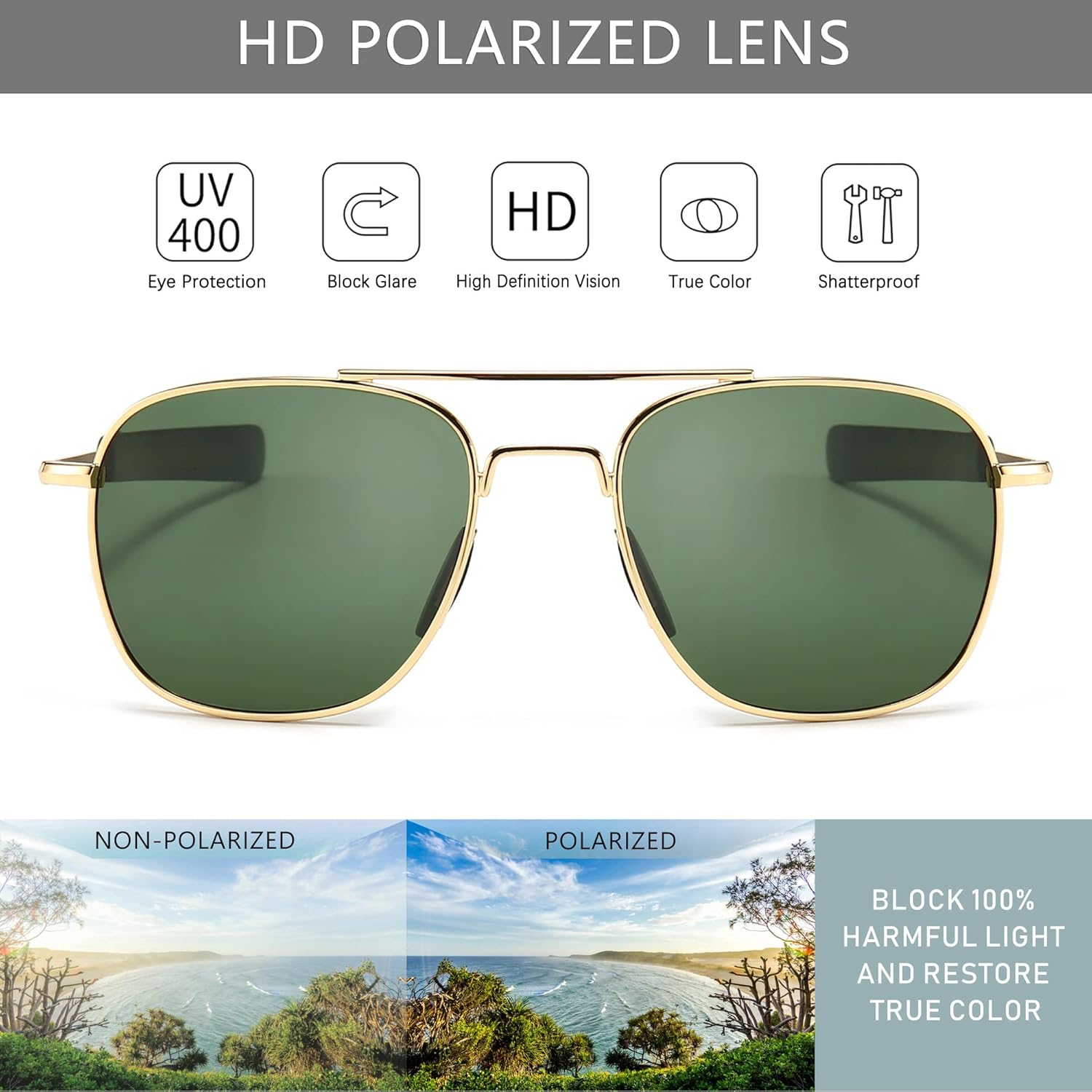نظارات شمسية رجالية عسكرية الط - مراجعة Sunglasses Aviator Polarized وسعره