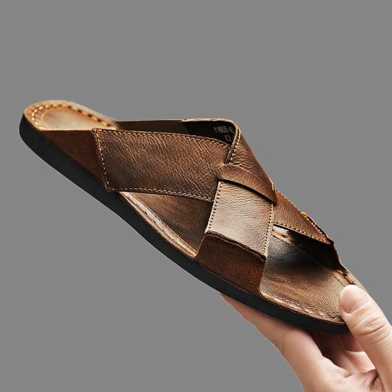 موضة جلد أصلي للرجال النعال ال - مراجعة Flip Flop Leather Men وسعره