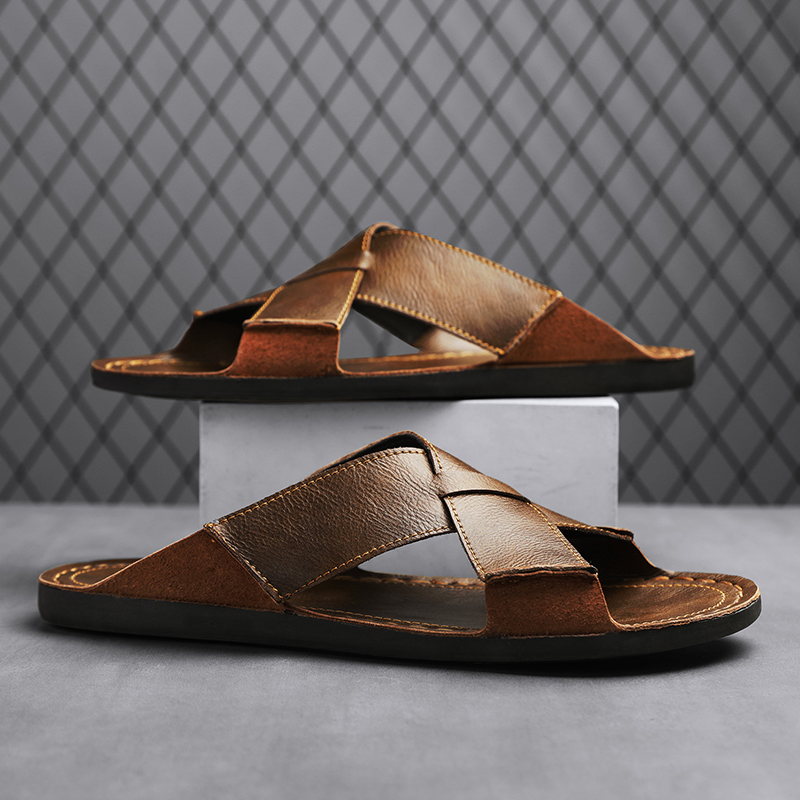 موضة جلد أصلي للرجال النعال ال - مراجعة Flip Flop Leather Men وسعره