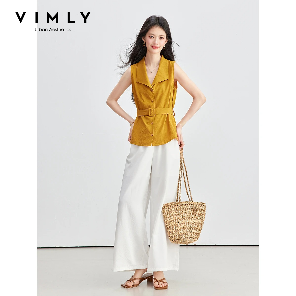 طقم نسائي صيفي من VIMLY لعام 2 - مراجعة Shirt Camp Collar وسعره