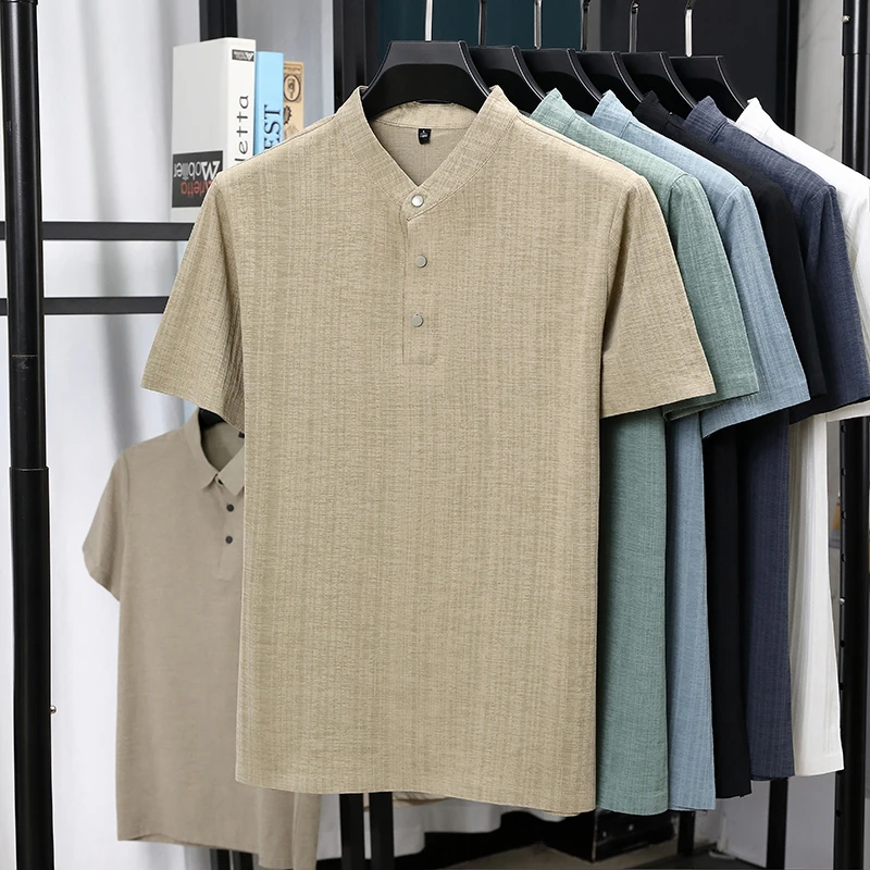قمصان رجالية بياقة ماندارين وأ - مراجعة Linen Shirt Breathable وسعره