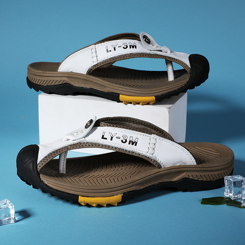 جديد الرجال جلد طبيعي الوجه يت - مراجعة Flip Flop Leather Men وسعره