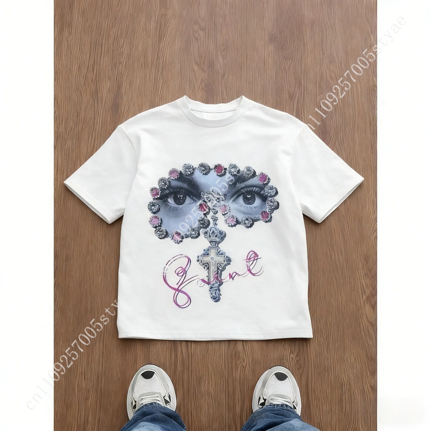 تي شيرت رجالي فضفاض بطباعة جرا - مراجعة Tee Graphic Print وسعره
