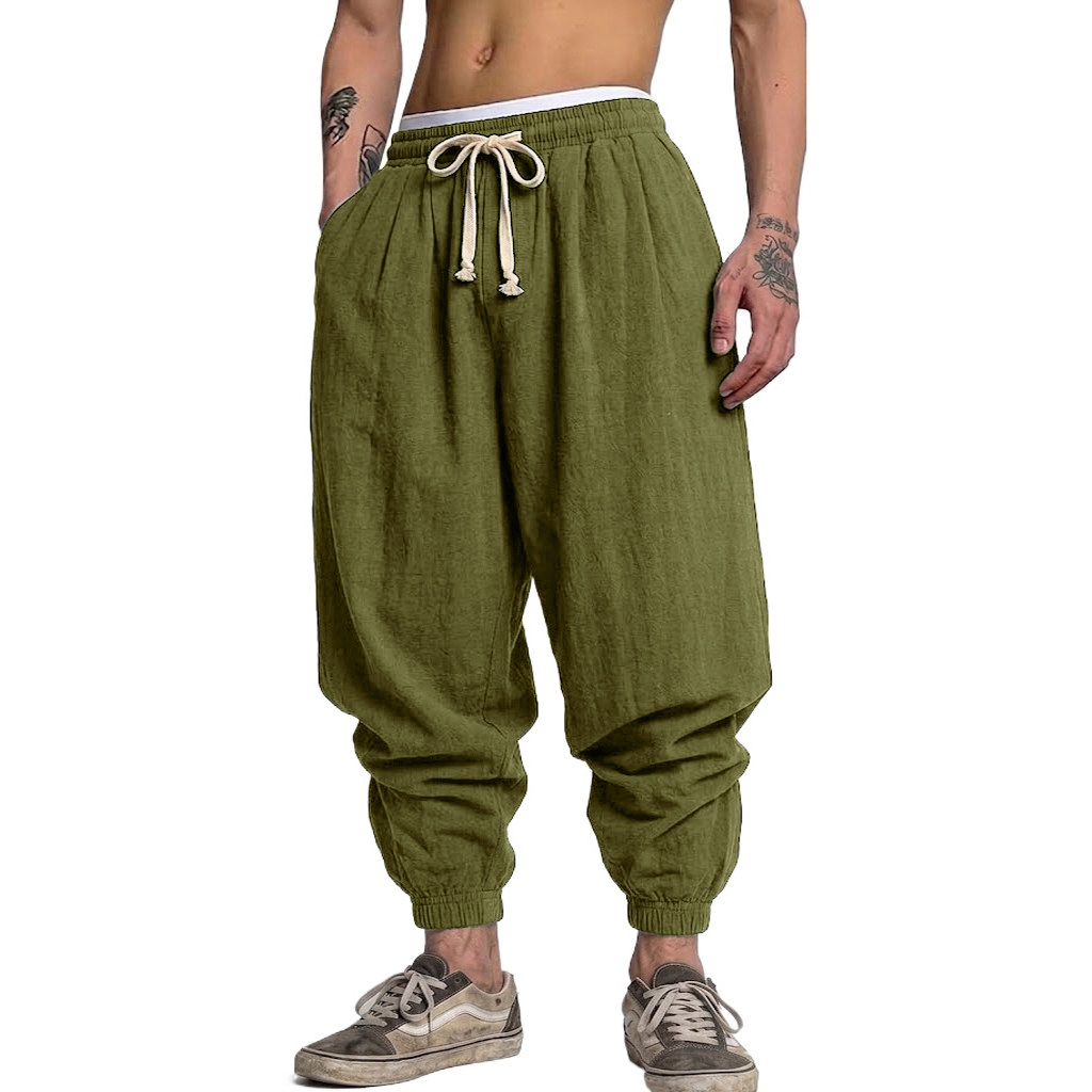 بنطلون كوري من القطن والكتان ل - مراجعة Short Linen Drawstring وسعره