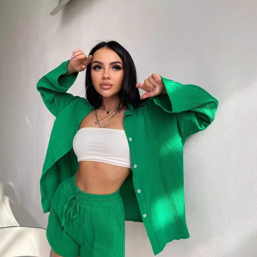 ثلاث قطع مجموعات قصيرة المرأة  - مراجعة Short Linen Drawstring وسعره