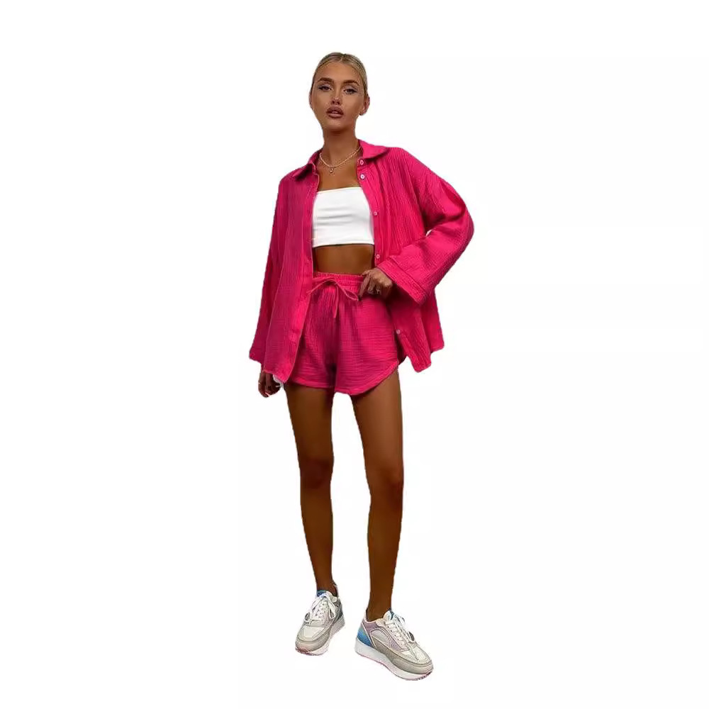 ثلاث قطع مجموعات قصيرة المرأة  - مراجعة Short Linen Drawstring وسعره