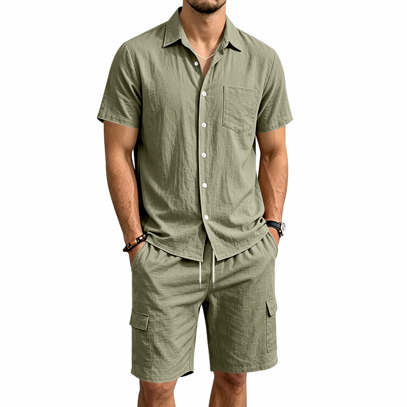 طقم صيفي أمريكي للرجال من قطعت - مراجعة Linen Shirt Breathable وسعره