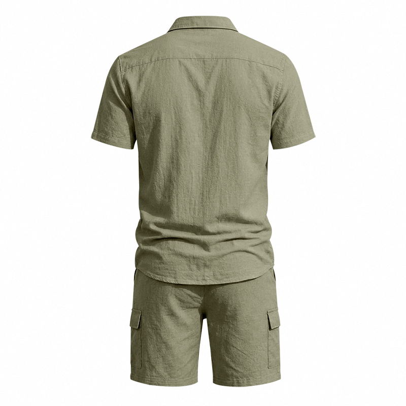 طقم صيفي أمريكي للرجال من قطعت - مراجعة Linen Shirt Breathable وسعره