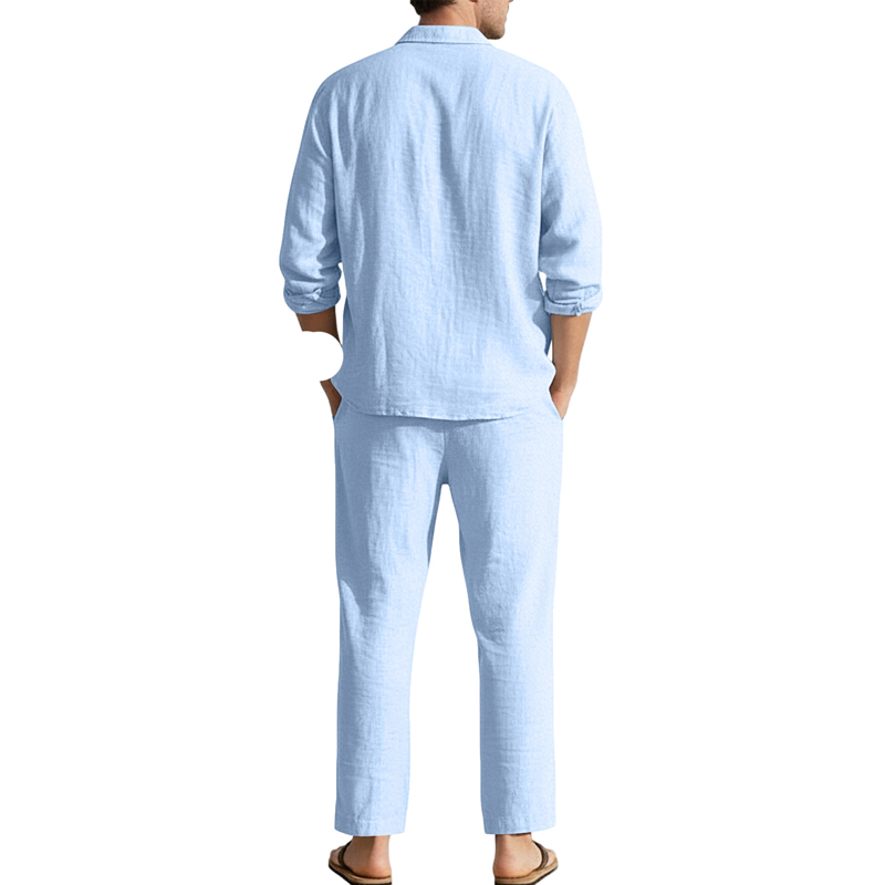 أطقم كاجوال من الكتان للربيع و - مراجعة Linen Shirt Breathable وسعره