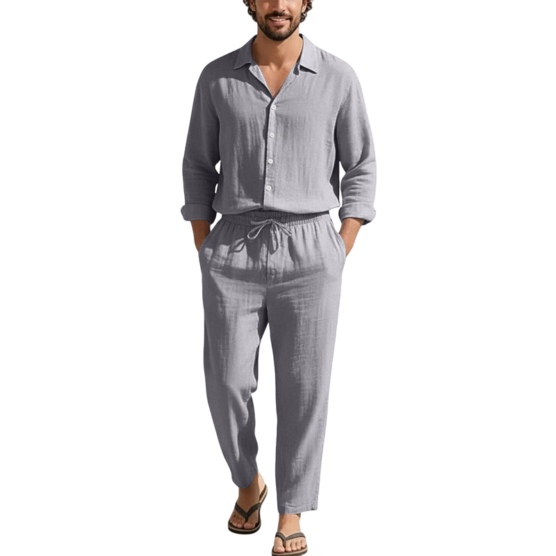 أطقم كاجوال من الكتان للربيع و - مراجعة Linen Shirt Breathable وسعره